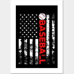 American Flag Baseball Team Gift Posters and Art